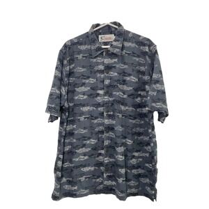 World Wide Sportsman Fishing Fish‎ Print Men's Gray Shirt Short Sleeves Sz Large